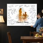 Wedding Signature Guest Book Canvas, Personalized Couple Photo Art