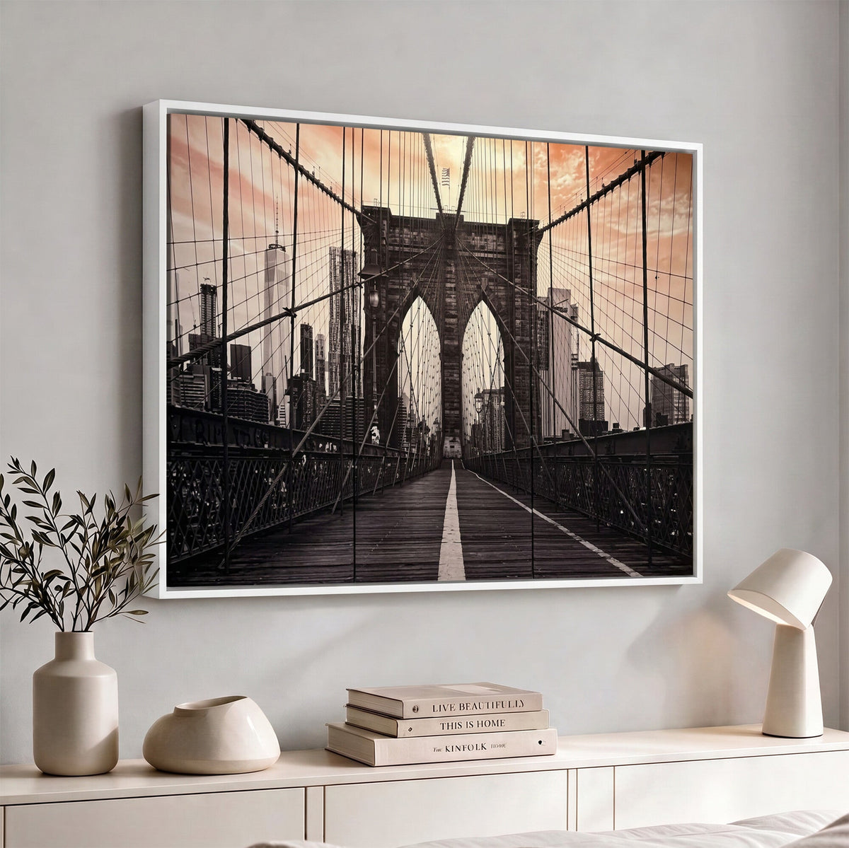 Brooklyn Bridge Canvas Wall Art, New York City Skyline Photography