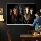 Horse Wall Art Canvas Print, Wild Horses Portrait Photography, Rustic Ranch Decor