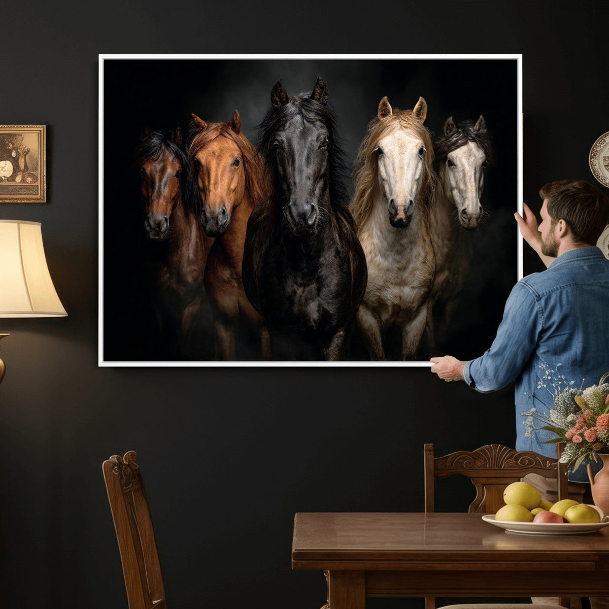 Horse Wall Art Canvas Print, Wild Horses Portrait Photography, Rustic Ranch Decor
