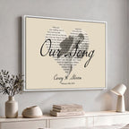 Lyrics Heart Canvas Print, Personalized Song Lyrics and Photo Wall Art