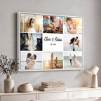 Custom Framed Photo Canvas, Personalized Family Picture Collage Print