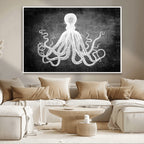 Black White Octopus Wall Art Canvas Print