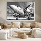 Vintage Airplane on Runway Canvas Print
