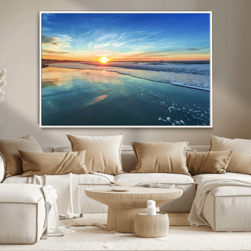 Blue Sky and Beach Wall Art Canvas Print