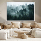Misty Forest Wall Art | Serene Green Landscape Canvas Print
