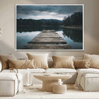 Wooden Bridge Near Lake Wall Art Canvas Print