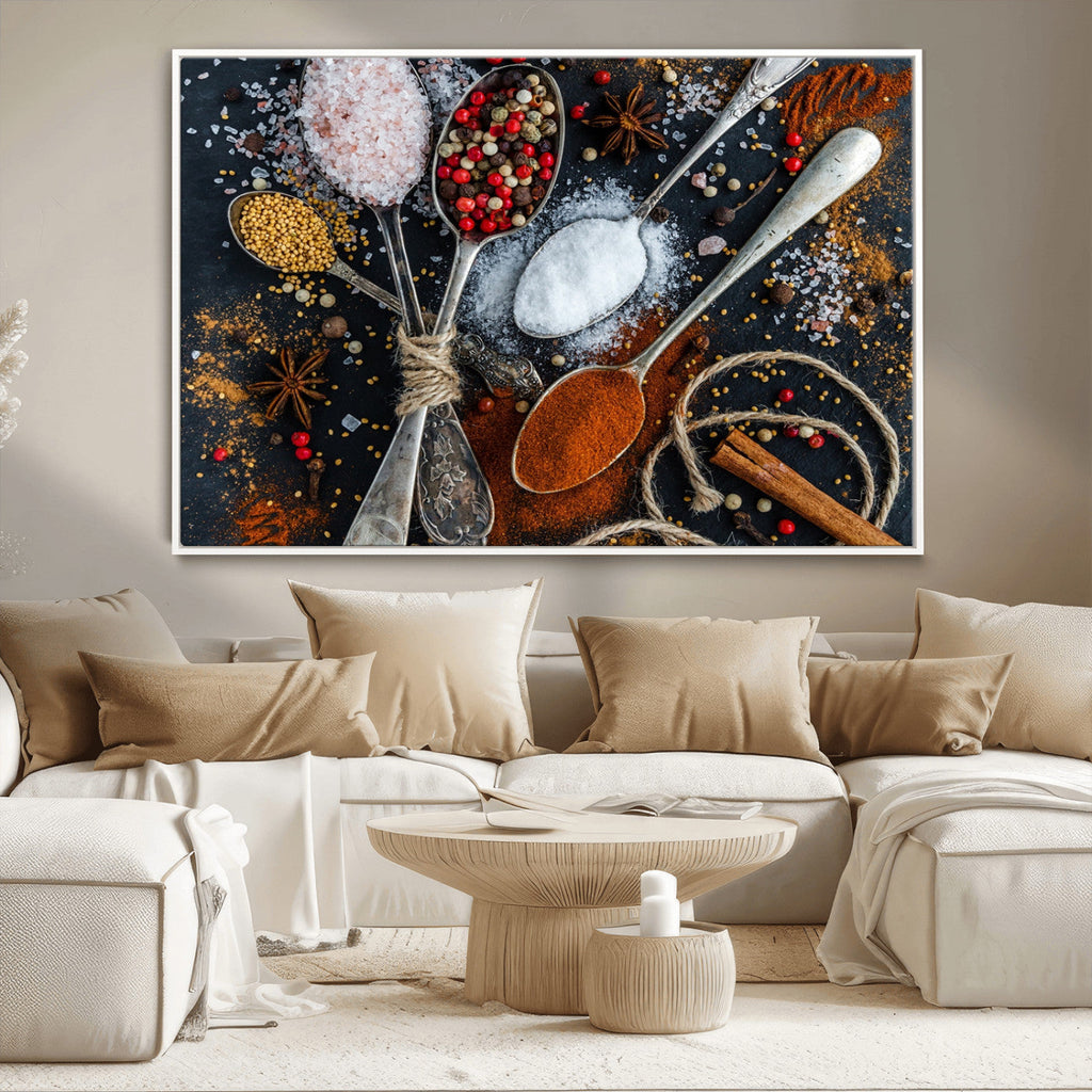 Spices and Seasonings Canvas Wall Art | Colorful Triptych Kitchen Decor