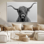 Texas Cow Wall Art Canvas, Texas Longhorn Cattle Canvas Print
