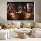 Wine and Barrels Wall Art Canvas Print