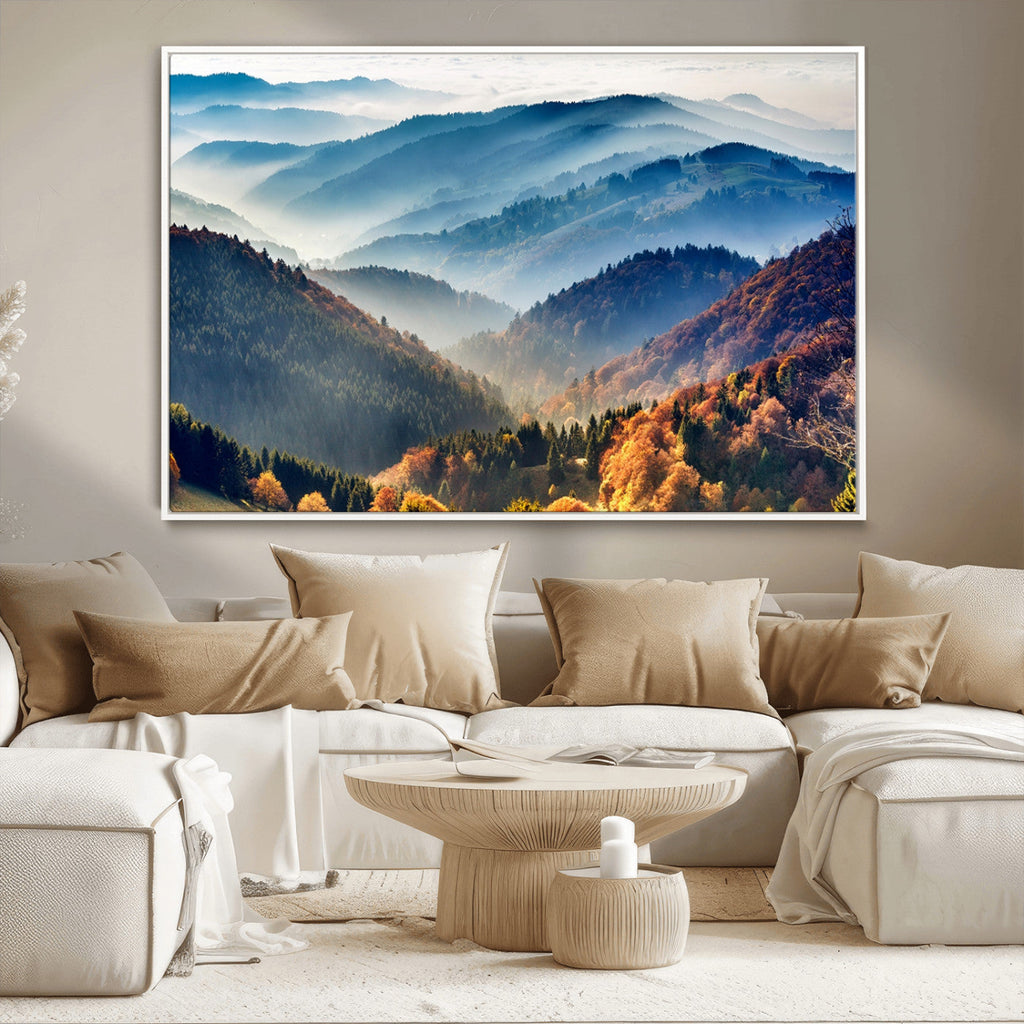 Mountains Forest Autumn Wall Art Canvas Print