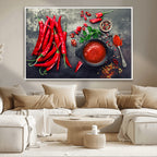 Red Chili Peppers Wall Art Kitchen Artwork Canvas Print