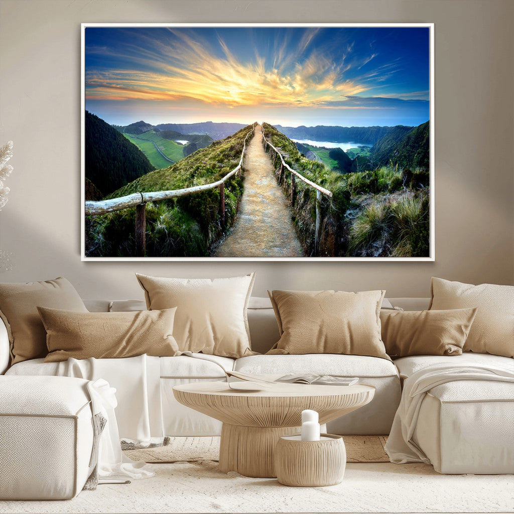 Mountain and Sunset Wall Art Canvas Print