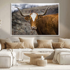 Framed Big Cow Animal Wall Art Canvas Print