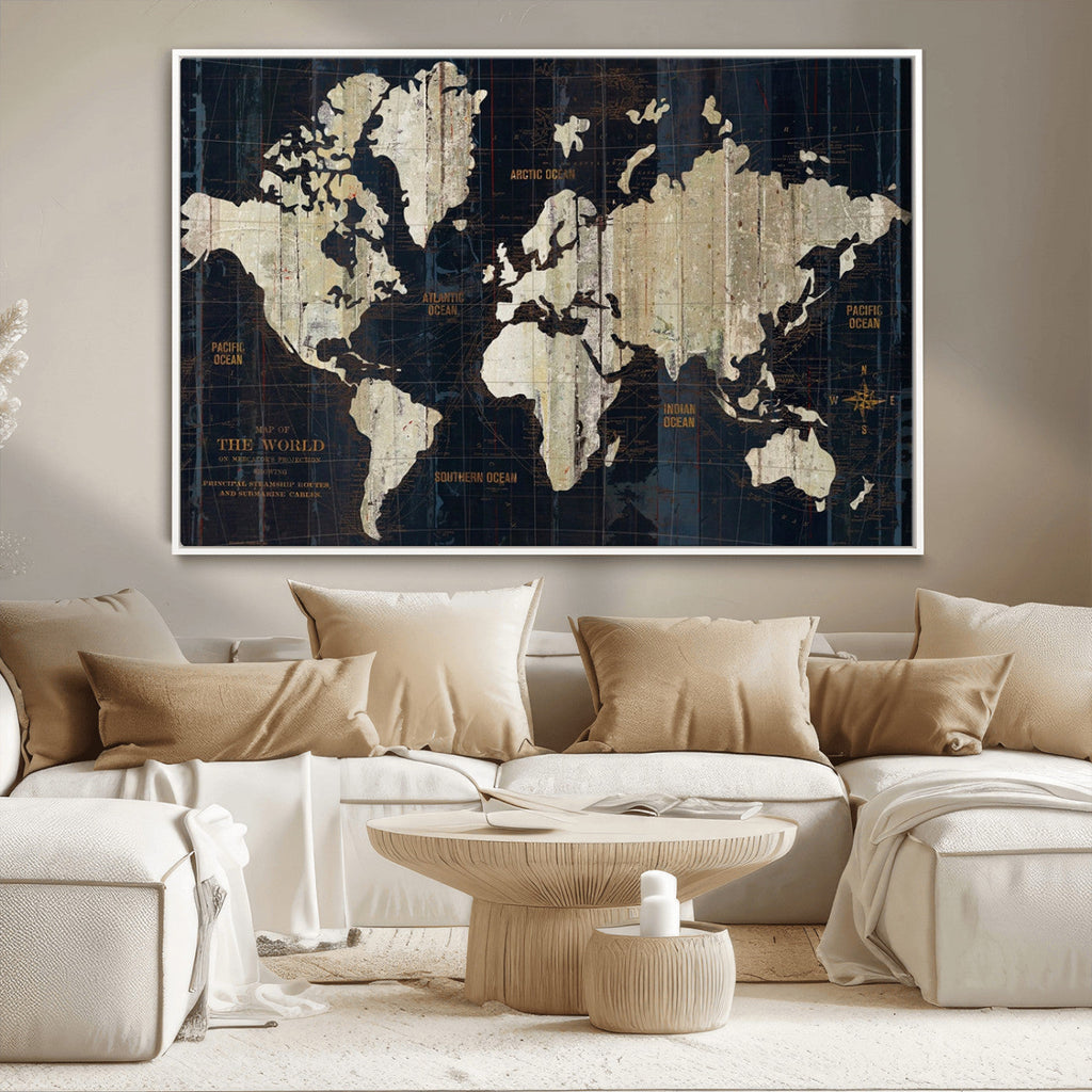 Antique Old World Map Wall Art Canvas Print