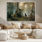 Baby Bears in Forest Wall Art Canvas Print
