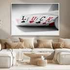 Framed Lucky Poker Cards Canvas | Modern Triptych Wall Art for Game Rooms