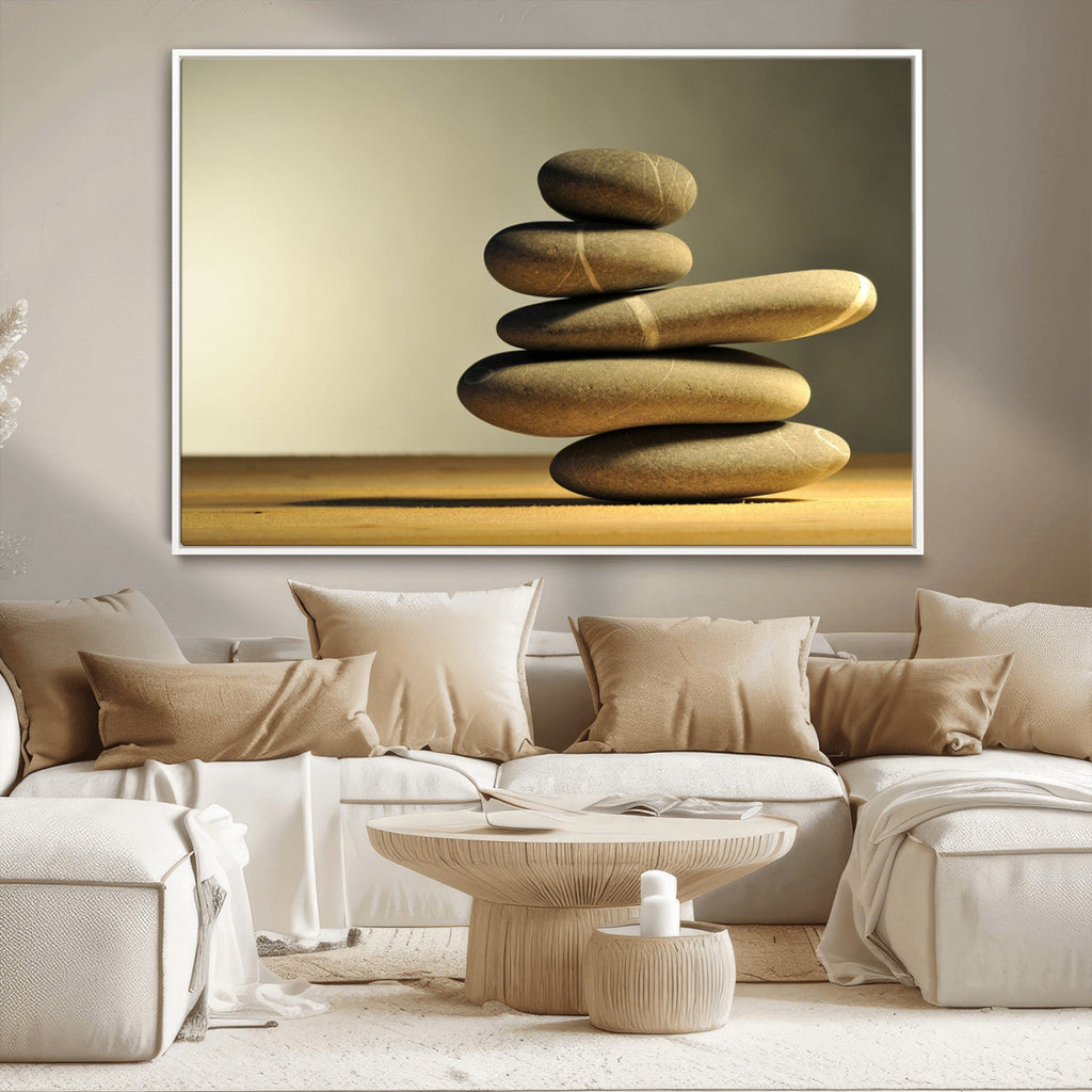 Fluvial Zen Stones Canvas Wall Art Print
