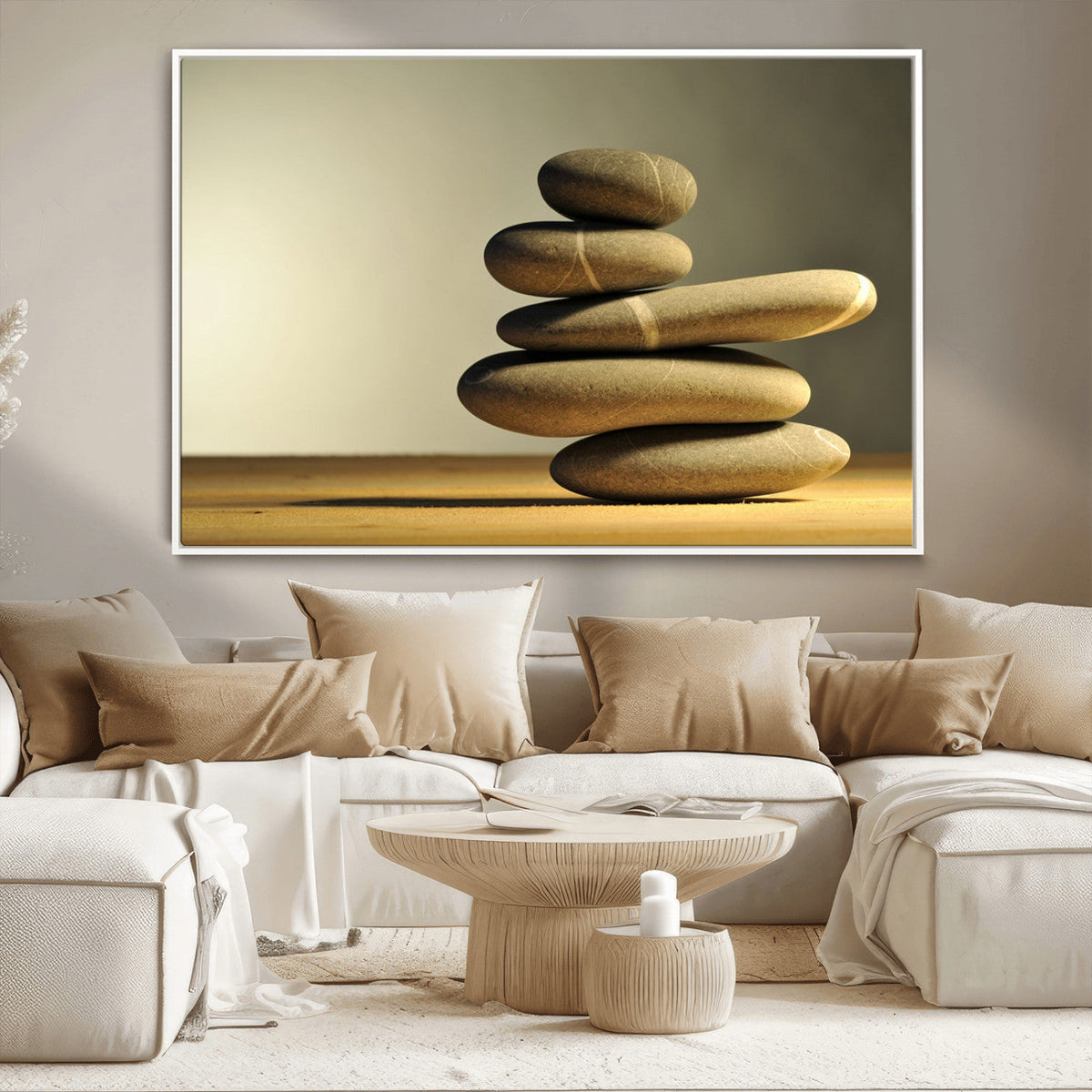 Fluvial Zen Stones Canvas Wall Art Print