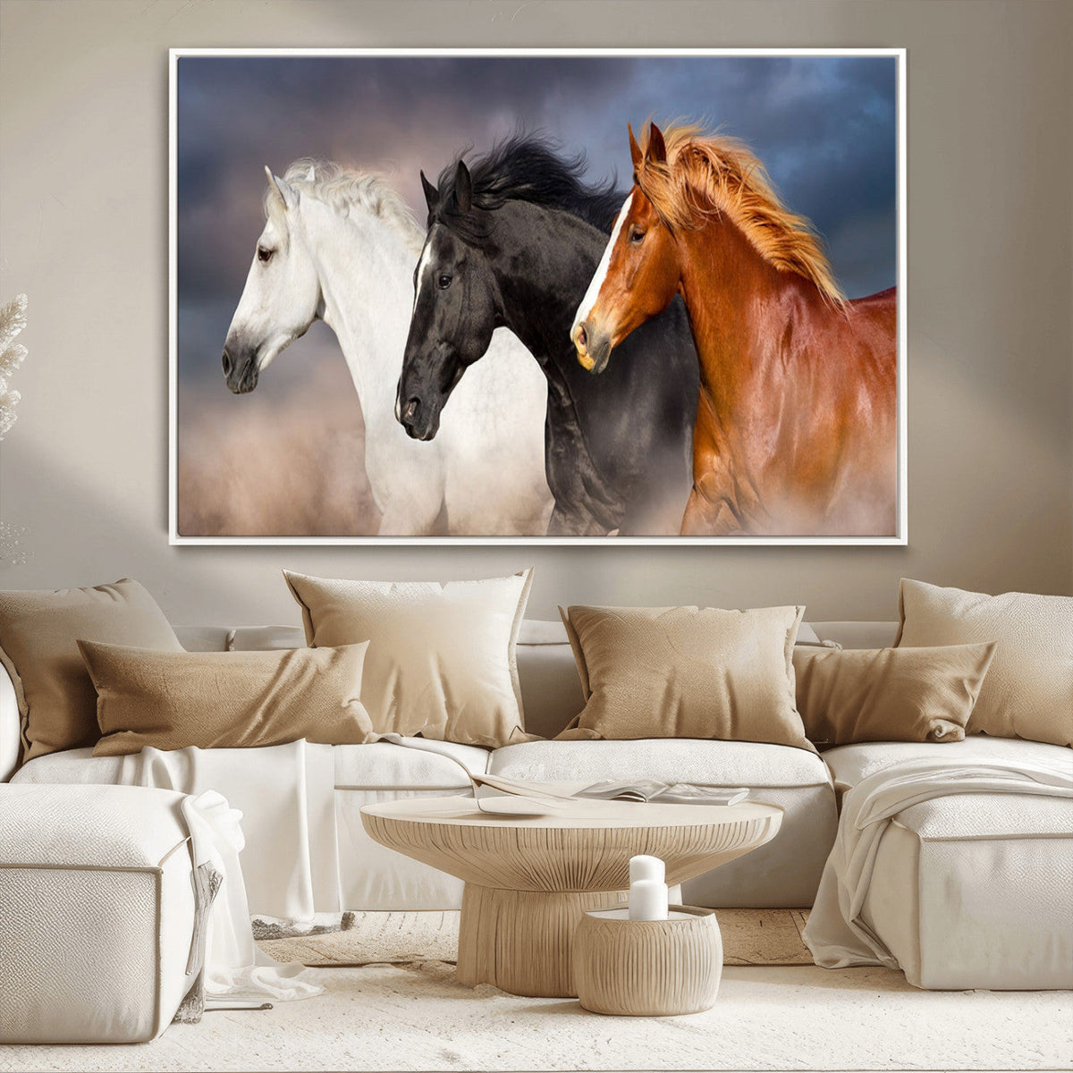 Animal Wall Art Three Horses Farmhouse Art Canvas Print