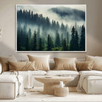 Captivating Misty Forest Wall Art, Foggy and Serene Atmosphere Canvas Print