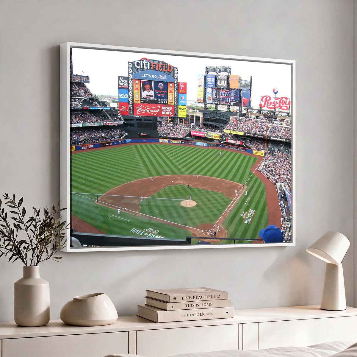 New York Mets Baseball Team Print, Citi Field Baseball Stadium Wall Art