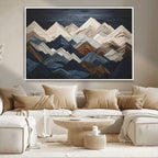 Rustic Mountain Landscape Wall Art Canvas Print, Framed 3D Wooden Effect Mountain Art