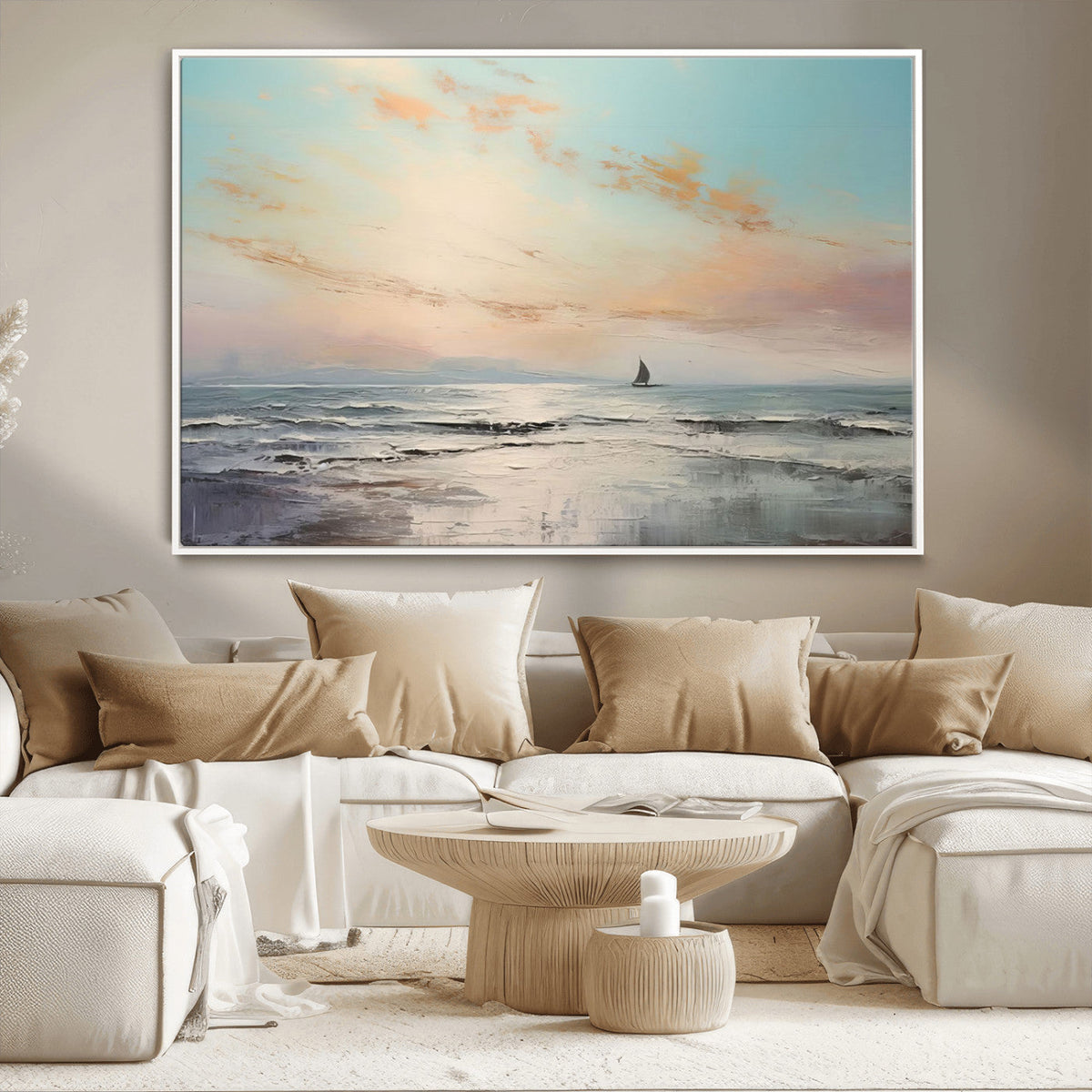 Abstract Ocean Wall Art, Boat Wall Art Canvas Print