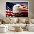 American Flag Eagle Symbol Wall Art Canvas Print, Patriotic American Flag Eagle Wall Art