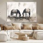 Chinese Ink Style Vintage Horses Wall Art Canvas Print