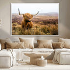 Scottish Highland Cow Canvas Wall Art, Rustic Farmhouse Decor