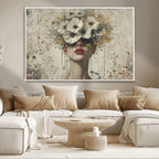 Abstract Floral Women Pastel Wall Art Canvas Print