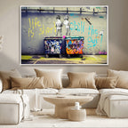 Banksy Life is Short Wall Art, Iconic Graffiti Street Art Canvas Print