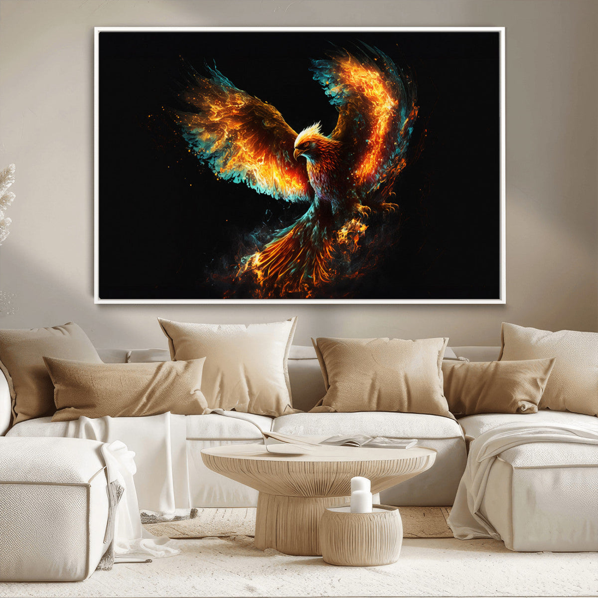 Fiery Phoenix Canvas Print | Ready to Hang Wall Art | Bold Fantasy Decor