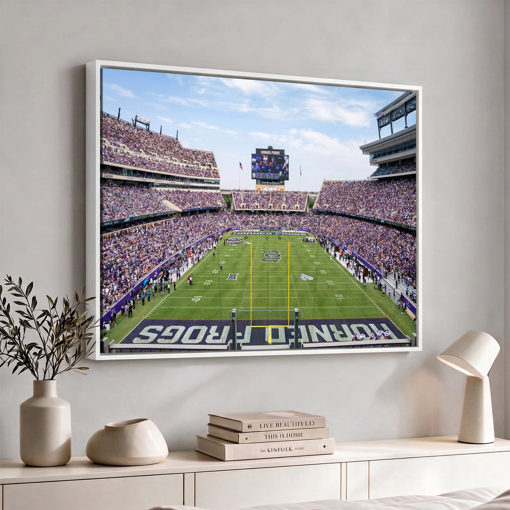 TCU Horned Frogs Football Team Print, Fort Worth Amon G. Carter Stadium, Framed and Ready to Hang