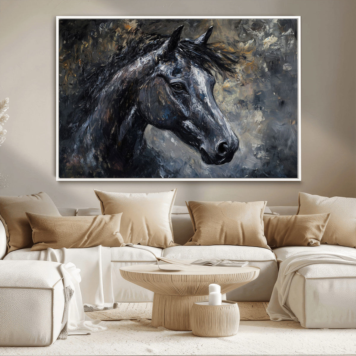 Large Abstract Horse Wall Art Canvas Print, Farmhouse Wall Art