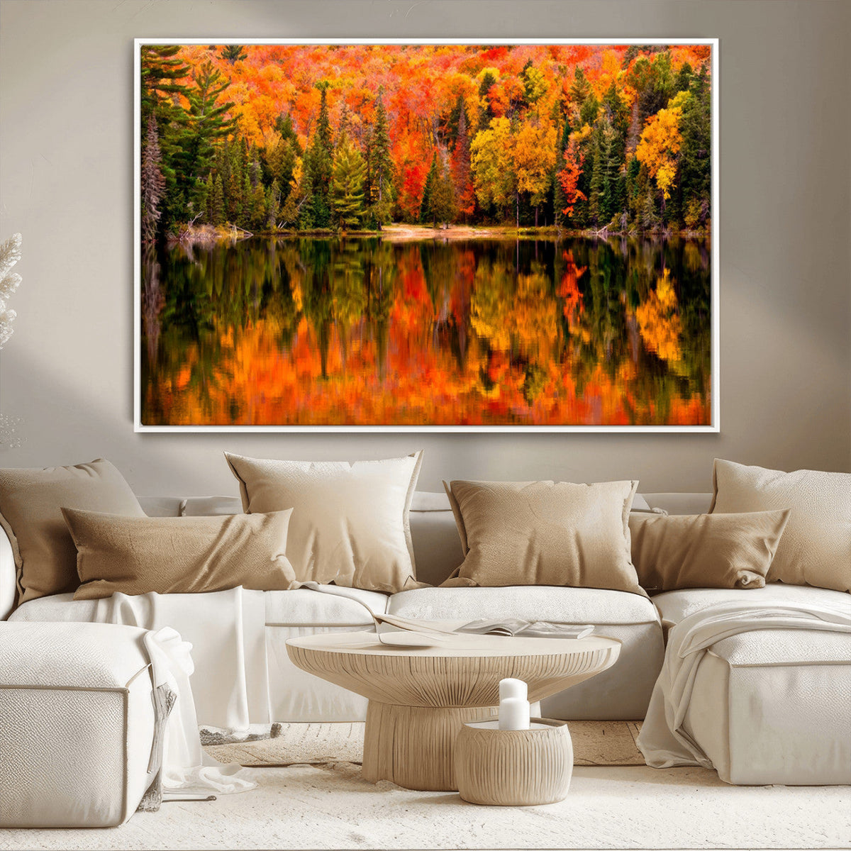 Forest Reflection Art | Autumn Forest Reflection Wall Art | Triptych Canvas Print
