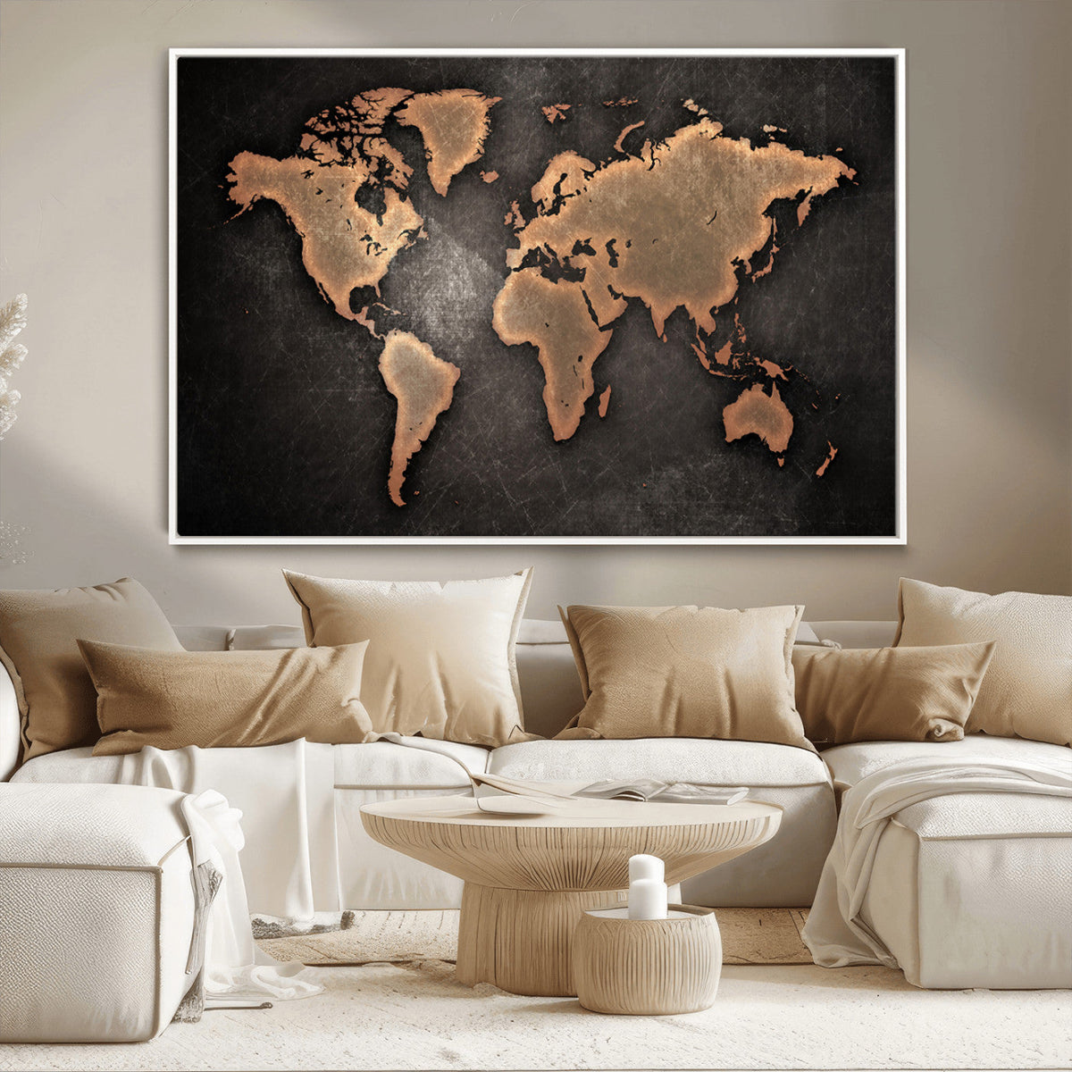 World Map Canvas Print | Framed Travel Map Wall Art for Couples
