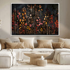 Large Floral Painting Print Illustration Flowers Canvas Wall Art