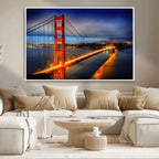 Large Wall Art San Francisco Canvas Print - Wonderful Golden Gate Bridge at Twilight