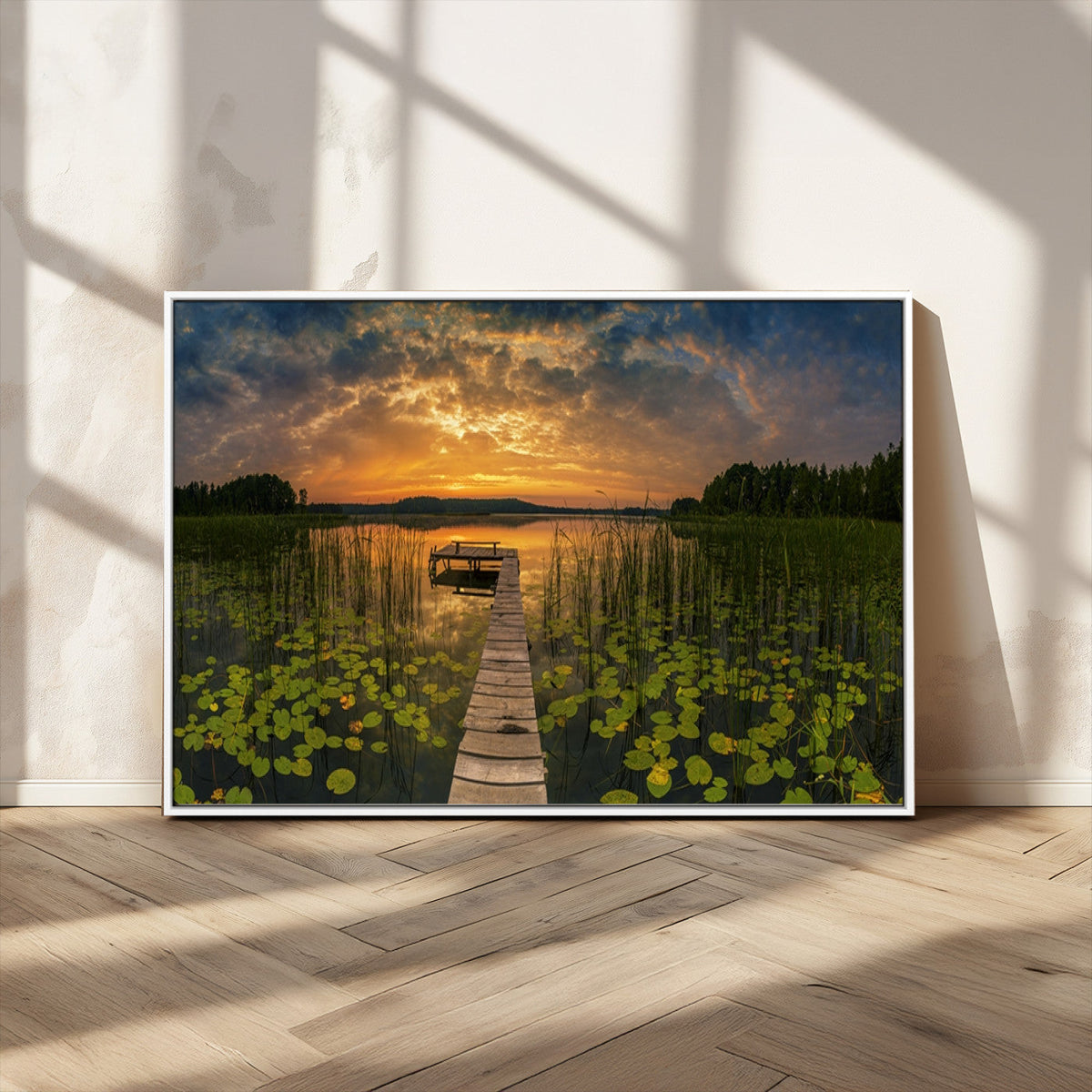 Lake and Flower Wall Art Canvas Print