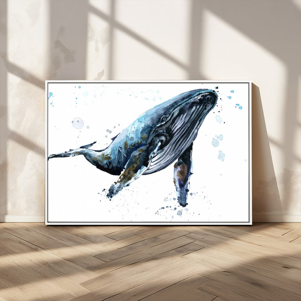 Watercolor Whale Wall Art Canvas Print