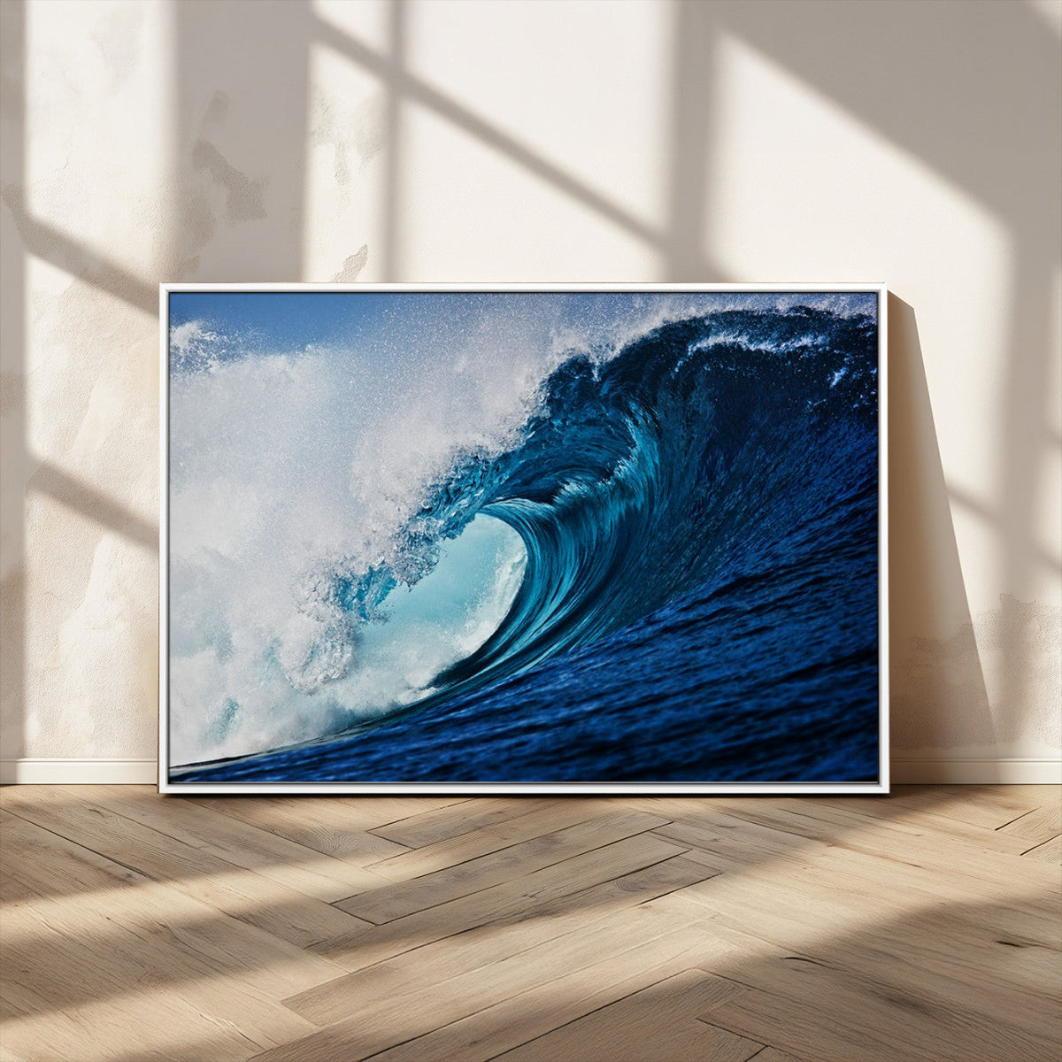 Ocean Wave at Sunset Canvas Art, Large Wall Print of Vibrant Water Waves