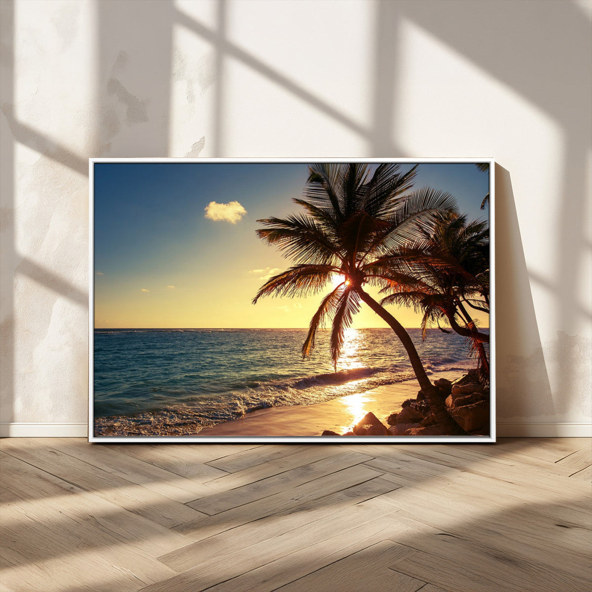 Sunset Palm Trees Wall Art Canvas Print