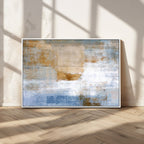 Blue Multi Panel Abstract Wall Art Canvas, Abstract Blue and Gold Canvas Print
