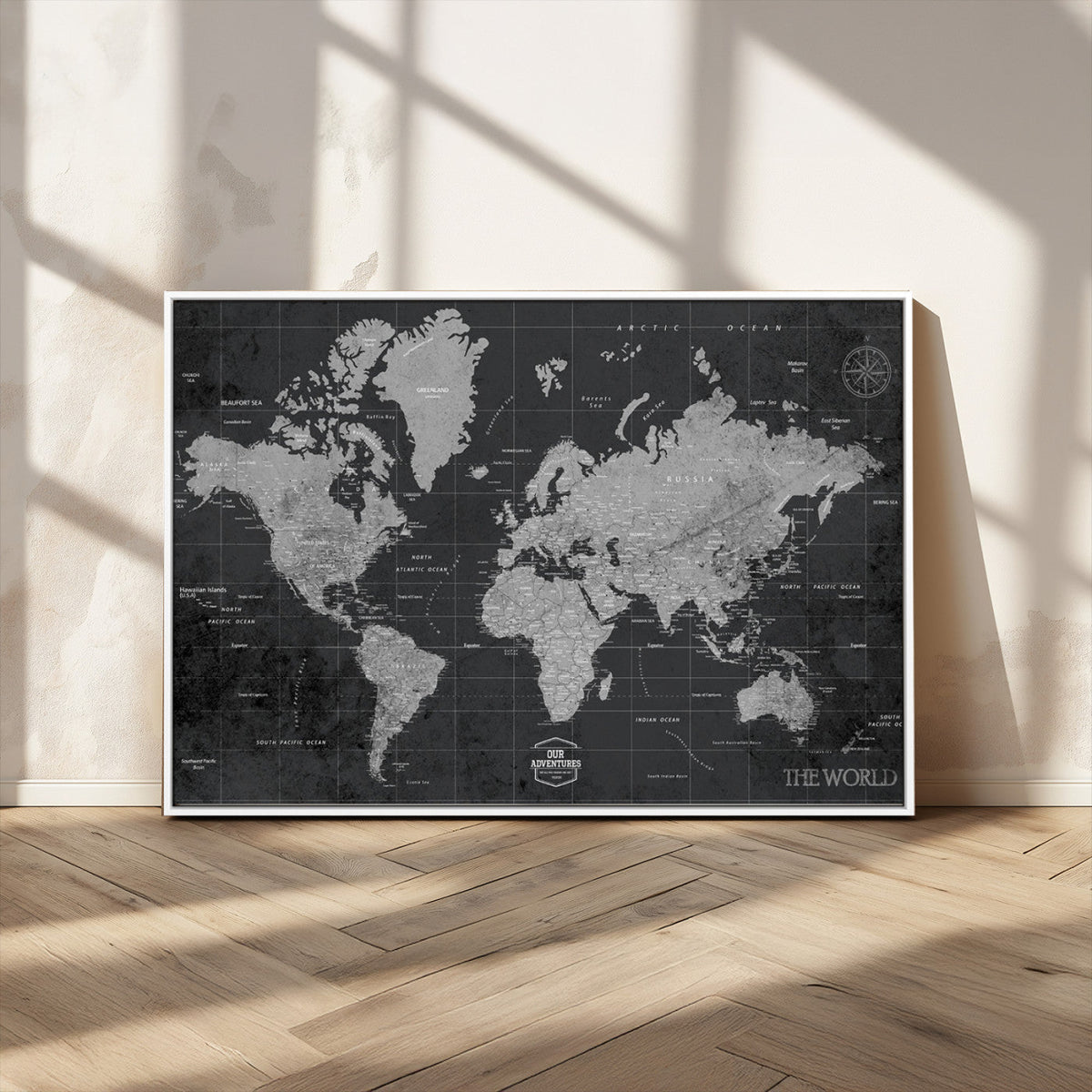 World Map Canvas Print, Detailed Map of the World Wall Art for Home or Office