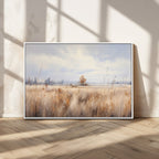 Golden Fields Wall Art Print Canvas | Serene Minimalist Landscape for Farmhouse Decor