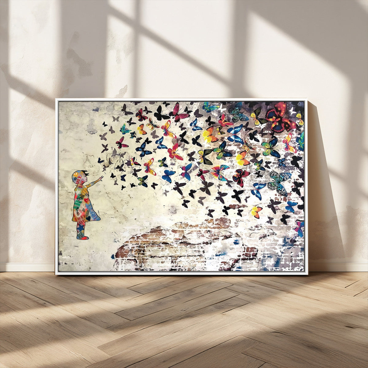 Banksy Wall Art - Banksy Girl Butterfly Graffiti Wall Art