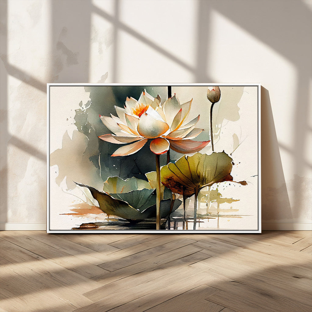 Lotus Flower Watercolor Canvas Print | A Symbol of Serenity and Growth in Soft Watercolors