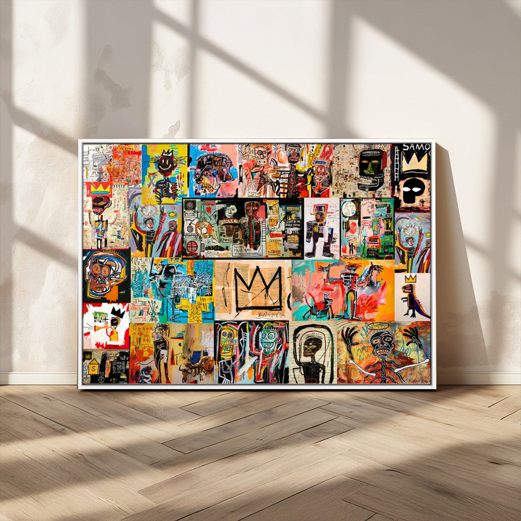 Abstract Art Collage Wall Art Canvas Print, Urban Graffiti Style